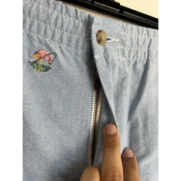 POLO RALPH LAUREN 6-Inch Polo Prepster Oxford Shorts Blue Size XL Flamingo